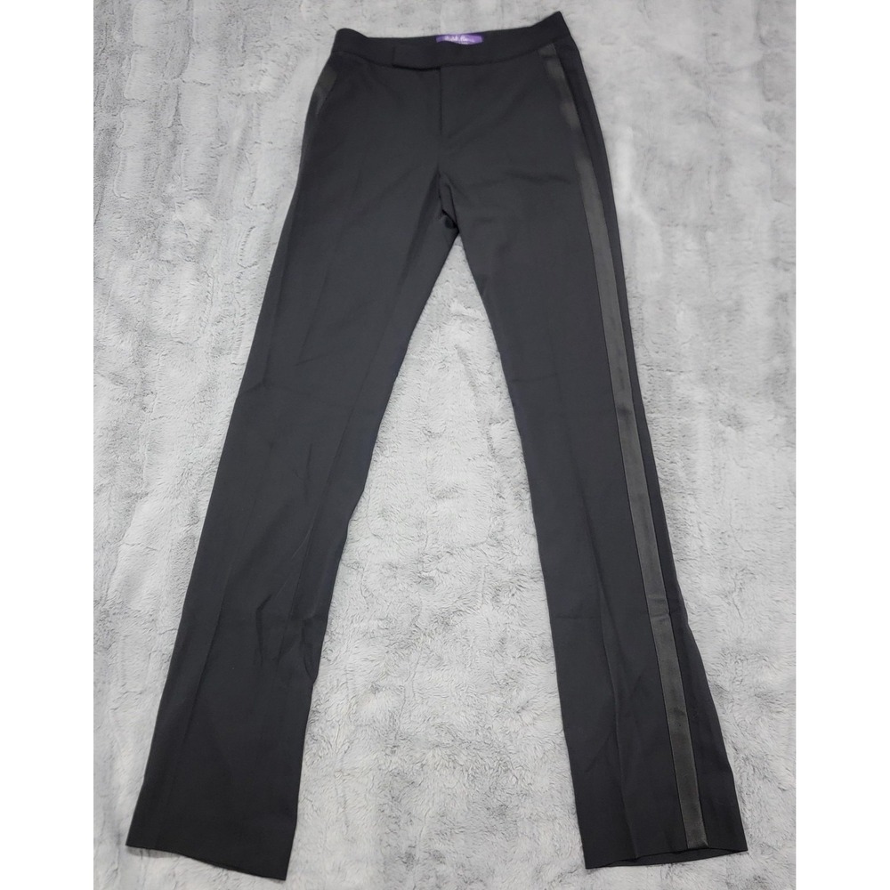 Ralph Lauren Collection Pants Womens 6 Black Seth Wool Crepe Tuxedo Italy